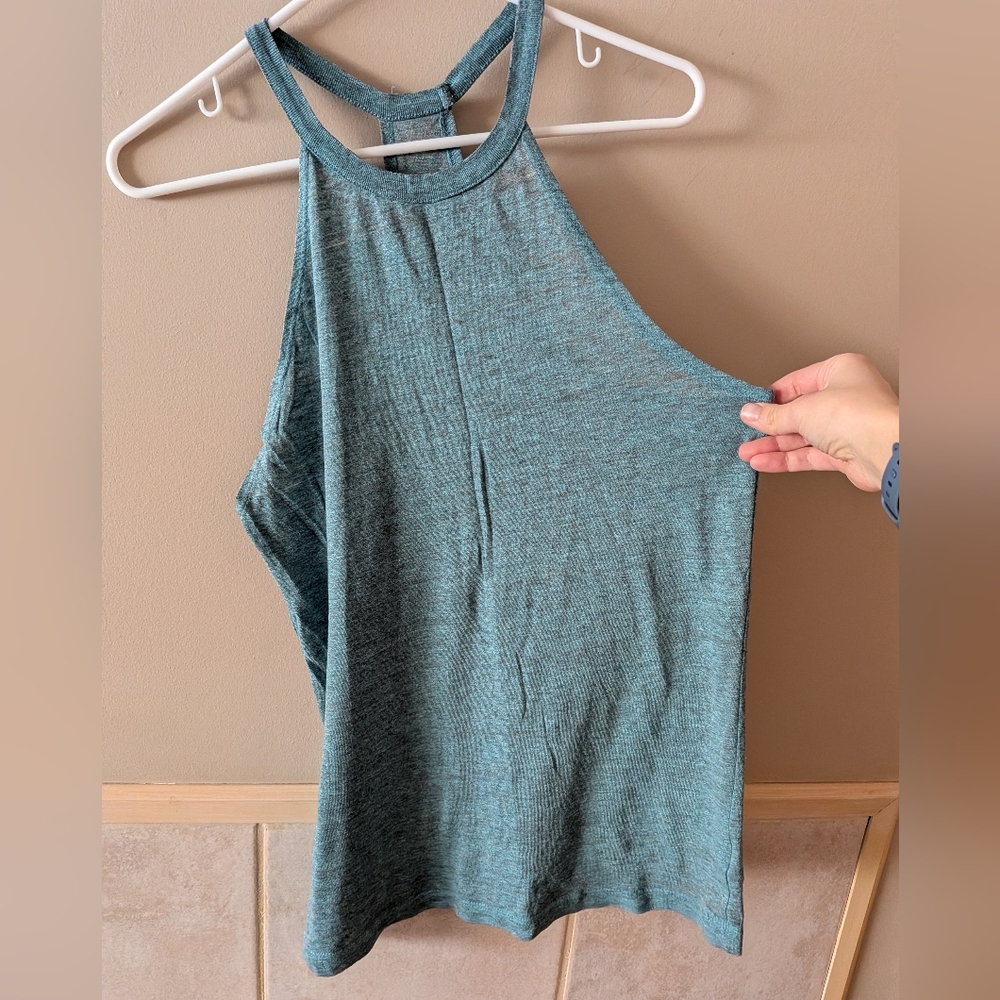 Chaser Long Halter Tank, Aqua Heather, Size L